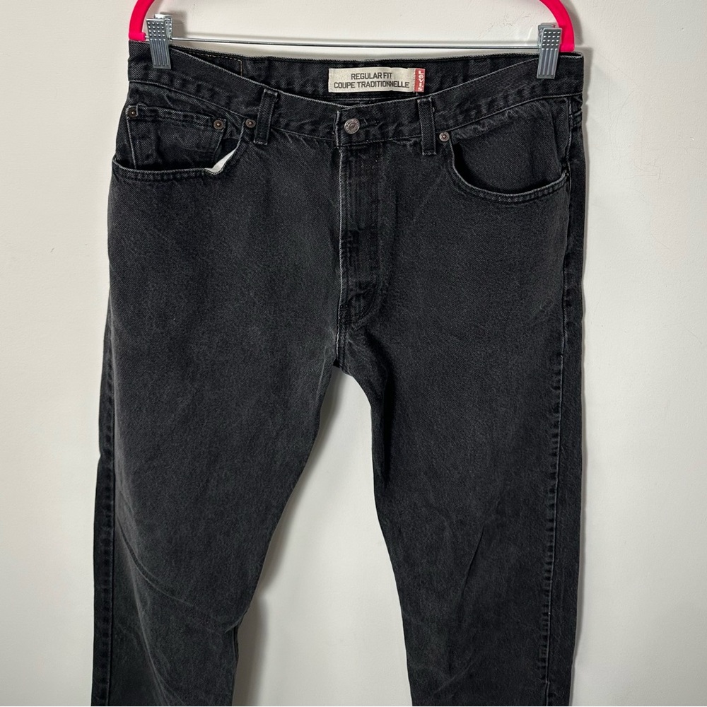LEVI'S 505 men's black regular fit straight leg jeans, 38x32. - Picture 4 of 7